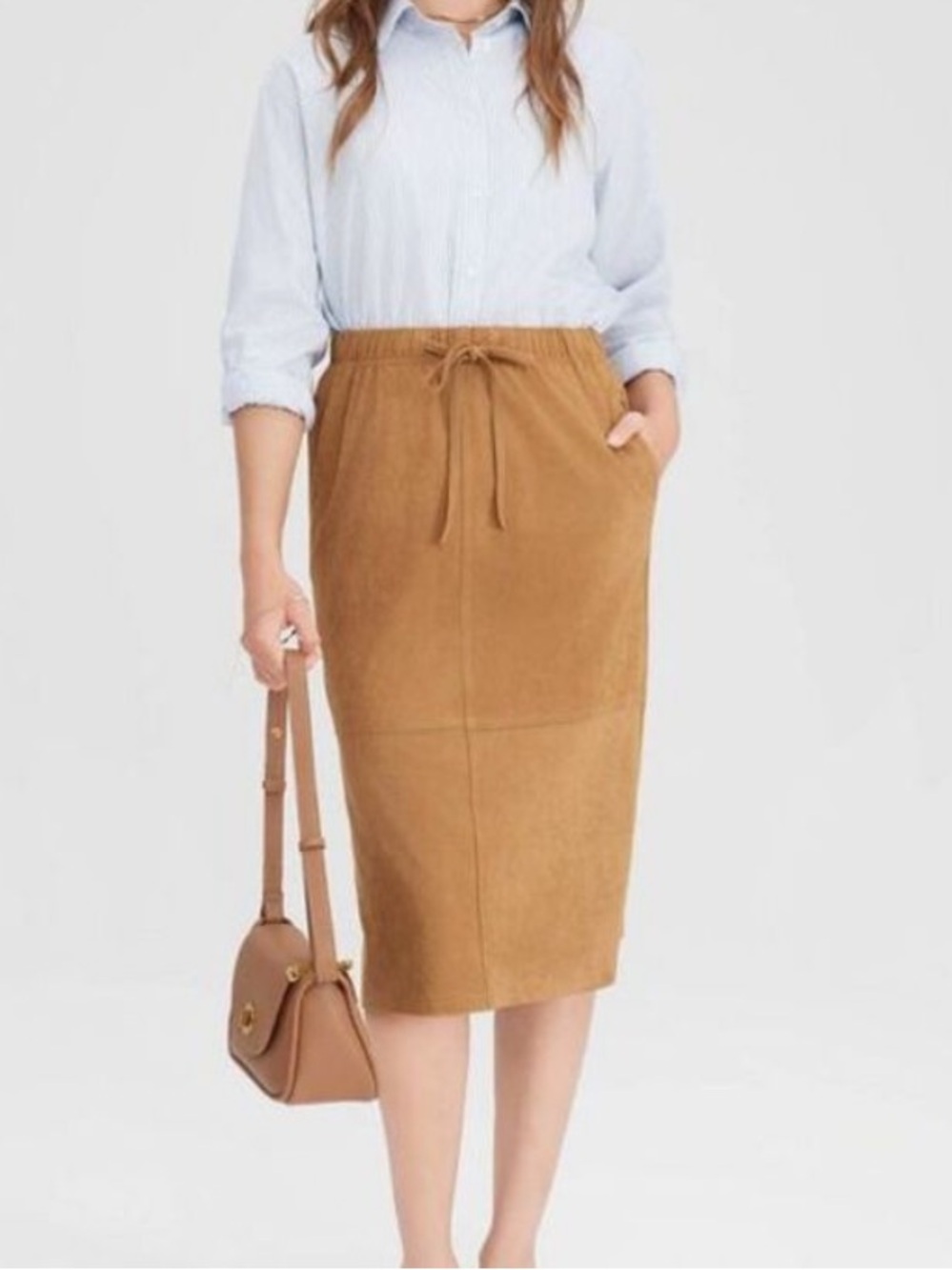 Faux Suede Skirt
Drawstring Midi A-Line - A New Day Caramel XS-NWT
